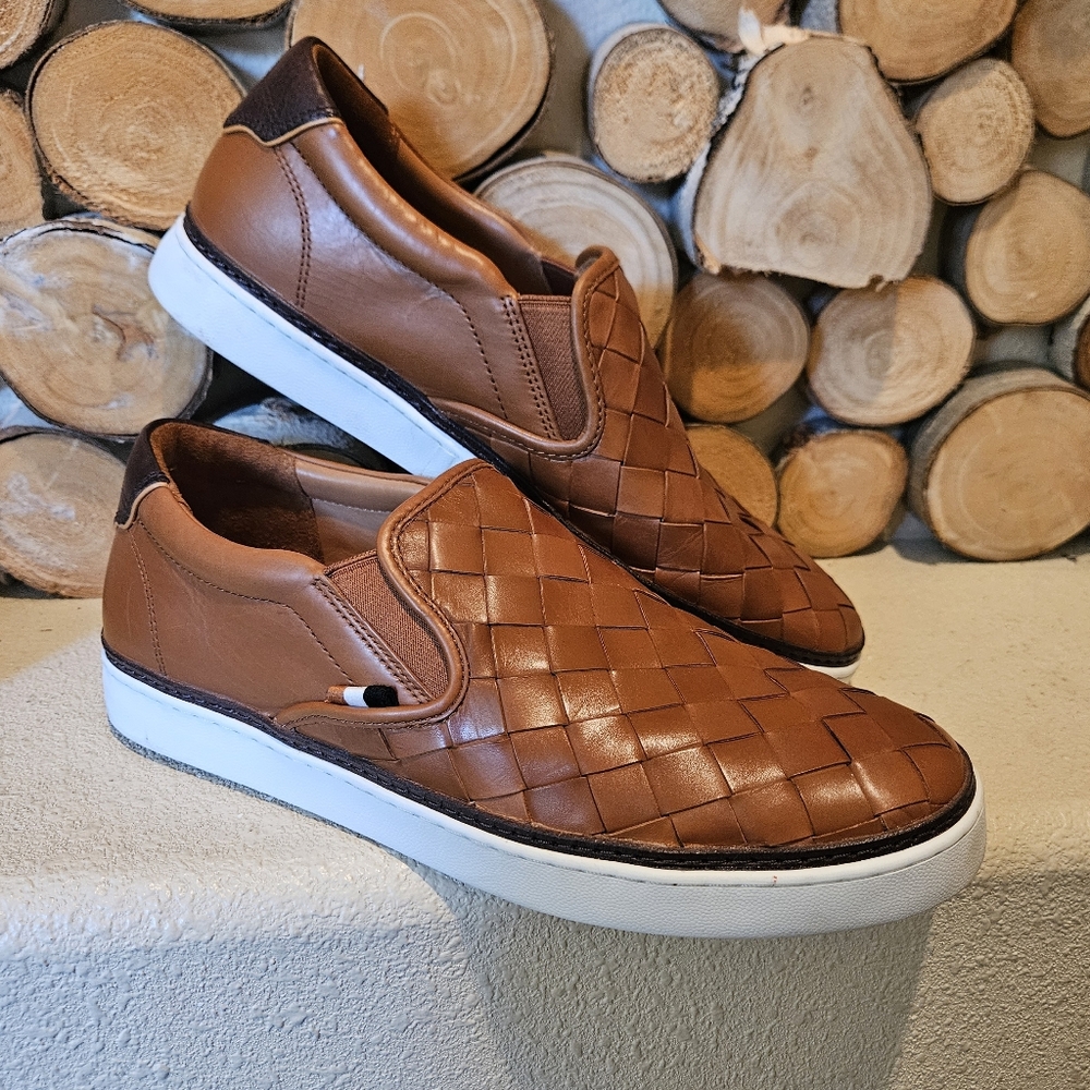 Allen Edmonds Mens Alpha Woven Lugg Brown Leather White Sole Shoe Size 10D